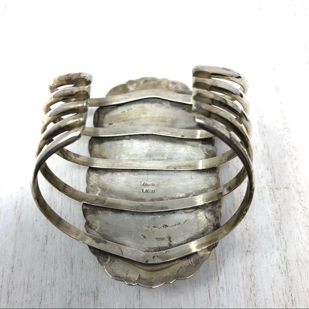 NAVAJO turquoise Sterling silver cuff, 112.7g - Picture 7 of 17